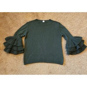 Ijoah Olive Knit Ruffle Sweater S Woodland Fairy Romantic Boho Chic Fall Cottage